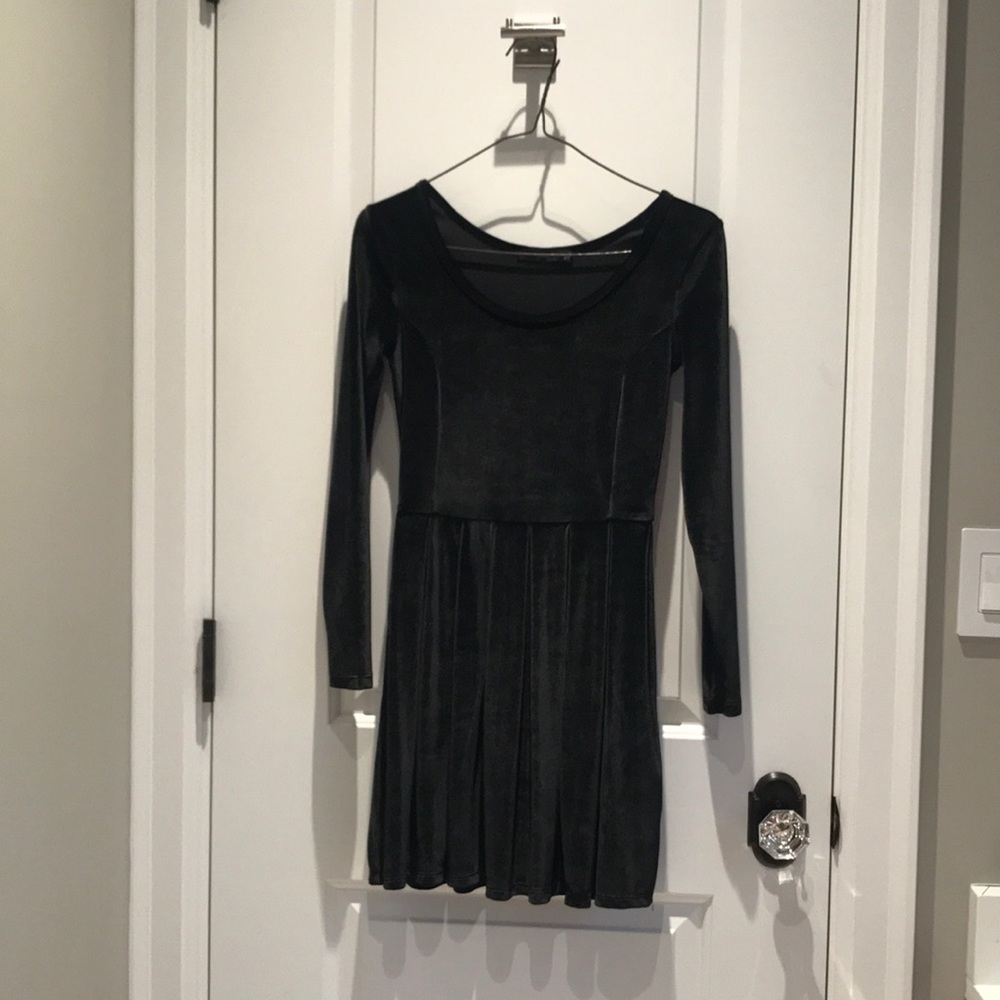 Aritzia Black Velvet Mini Dress